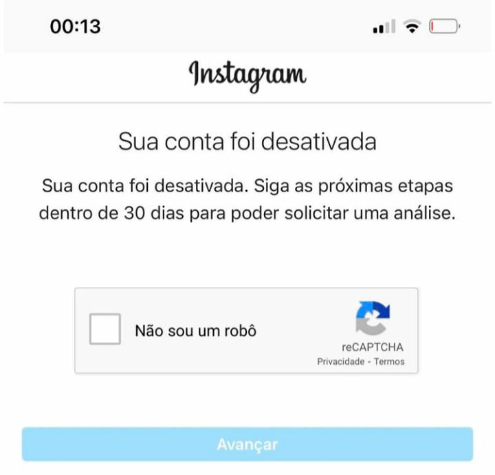 conta banida