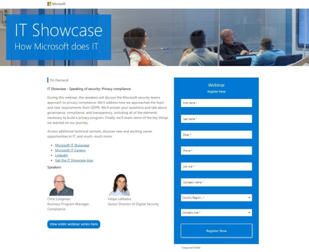 landing page